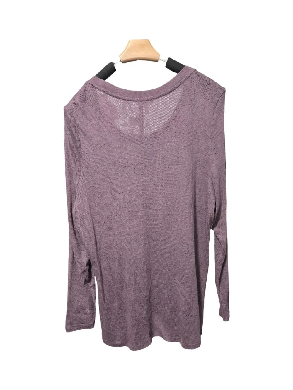 Maurices Mauve/purple Lace-Texture Long Sleeve Floral Mesh Layering Fall